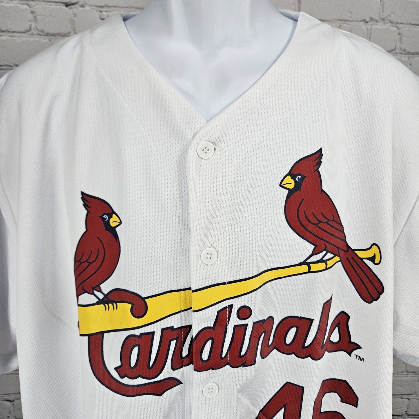 Cardinals St Louis White 46 Goldschmidt Buttoned Baseball MLB Jersey Shirt XL