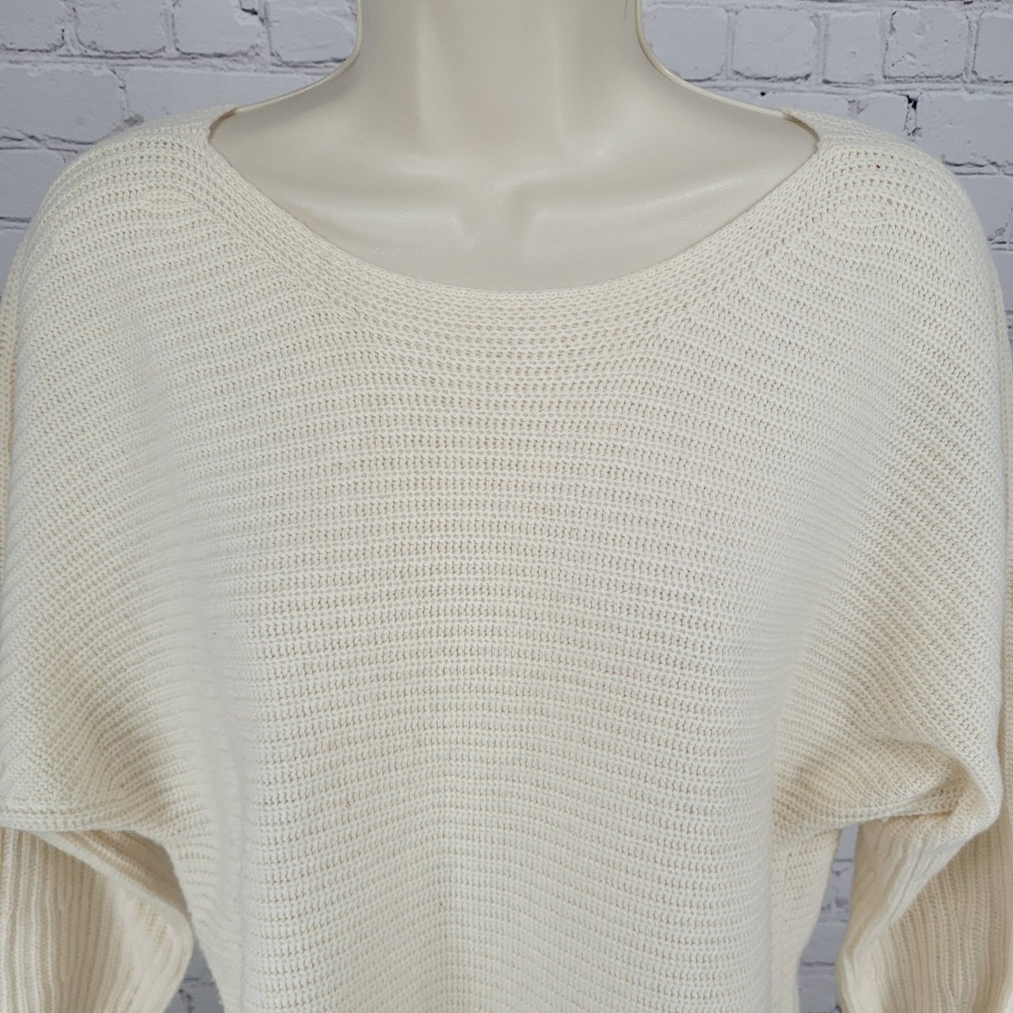 Ann Taylor Ivory Wool Cashmere Blend Knit 3/4 Sleeve Sweater Size Medium M
