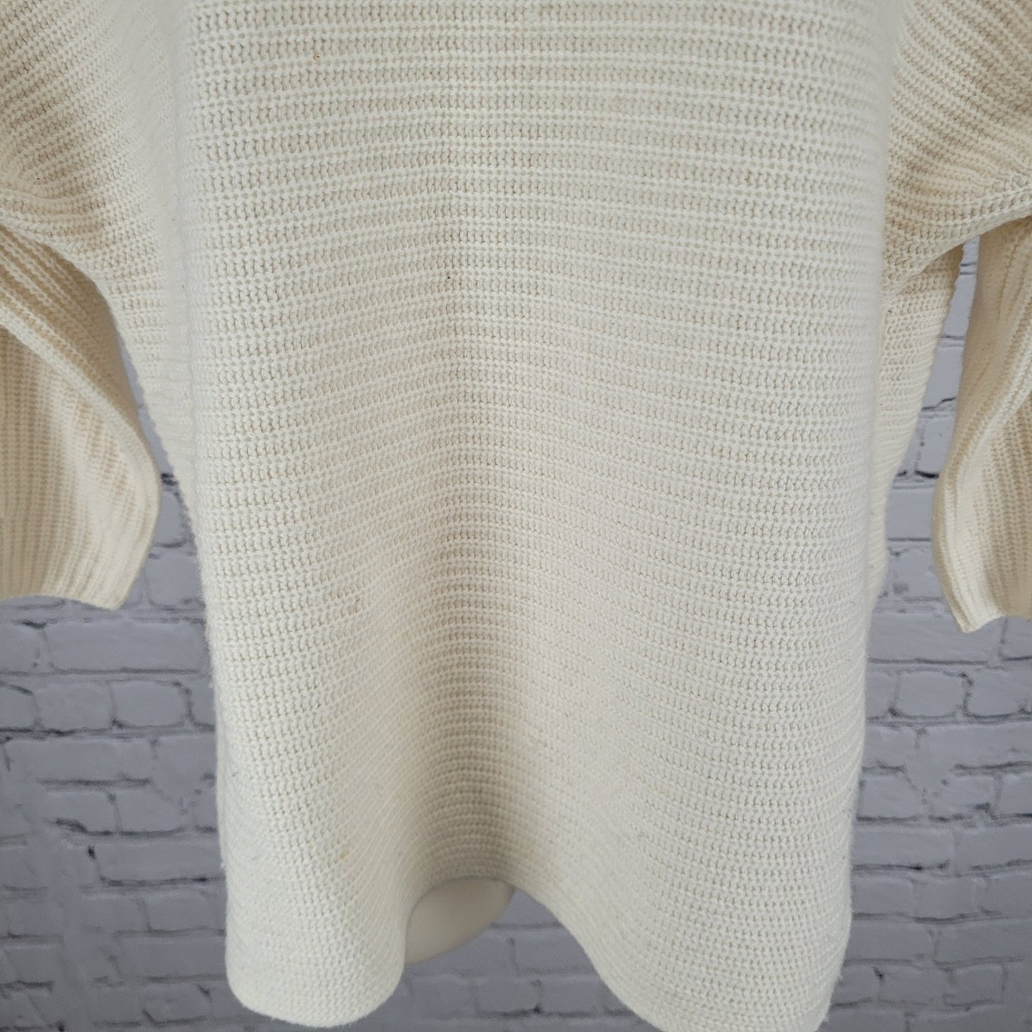 Ann Taylor Ivory Wool Cashmere Blend Knit 3/4 Sleeve Sweater Size Medium M