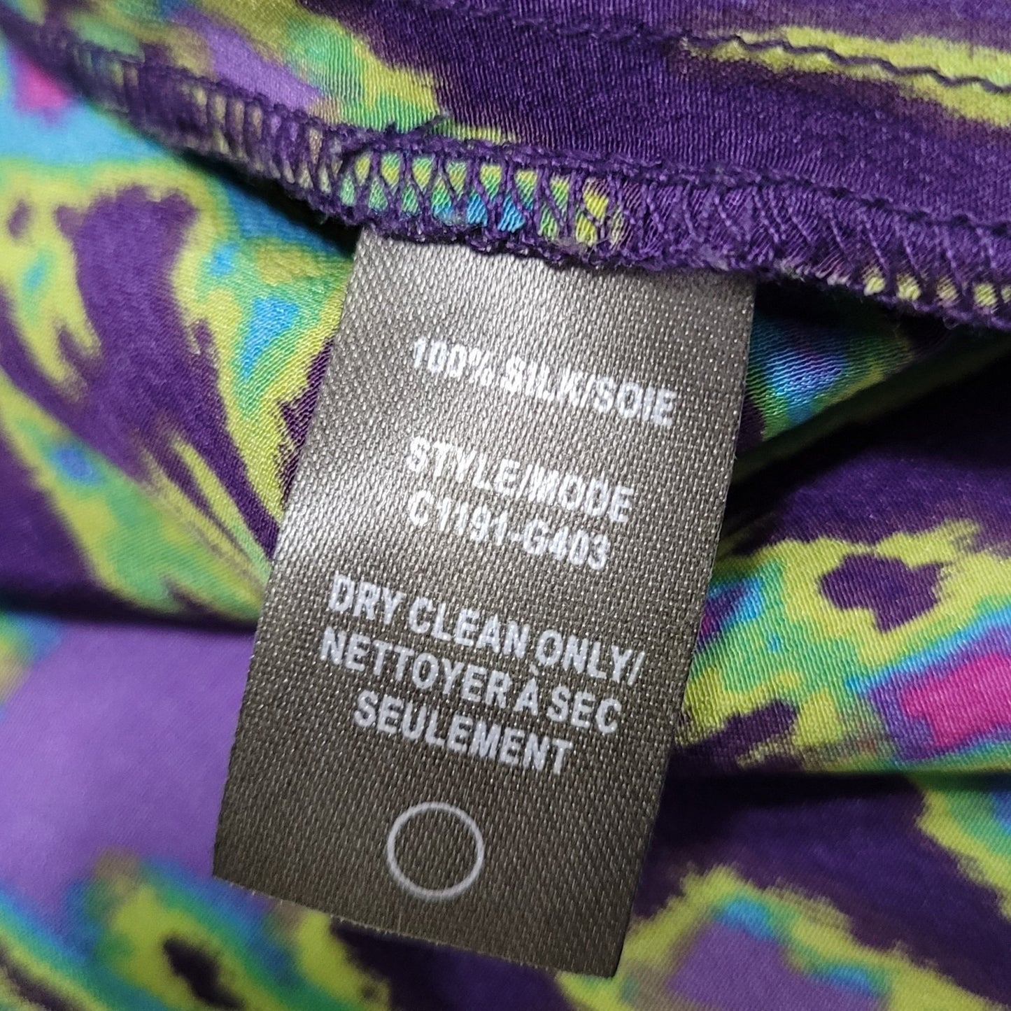 Charlie Jade Purple Green 100% Silk Aztec Belted Lightweight Dress Small S