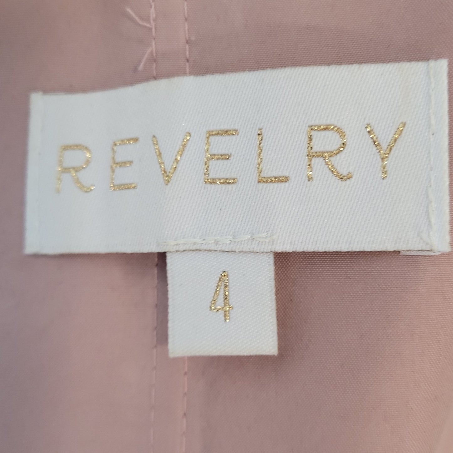 Revelry Pink Chiffon Side Slit Off The Shoulder Puff Short Sleeve Boned Dress 4
