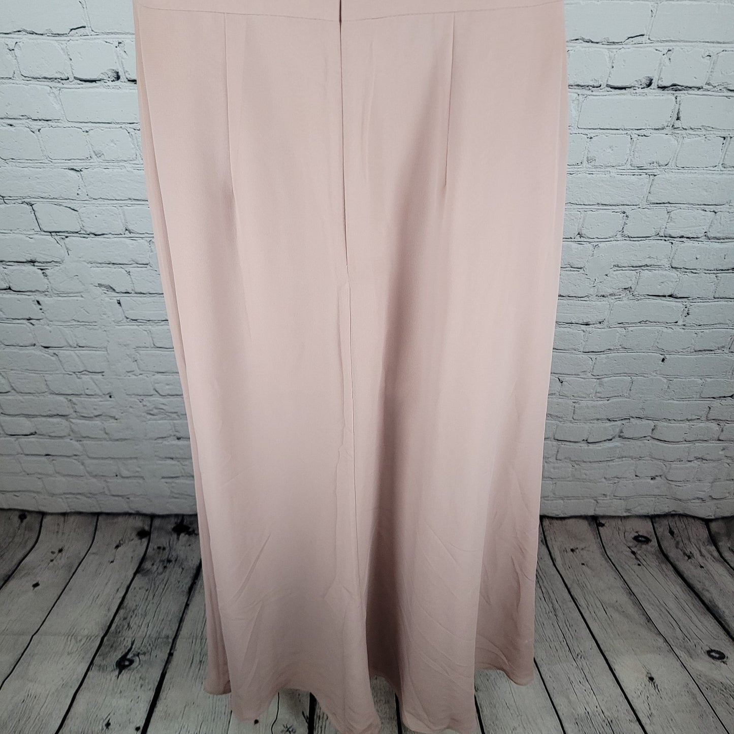 Revelry Pink Chiffon Side Slit Off The Shoulder Puff Short Sleeve Boned Dress 4