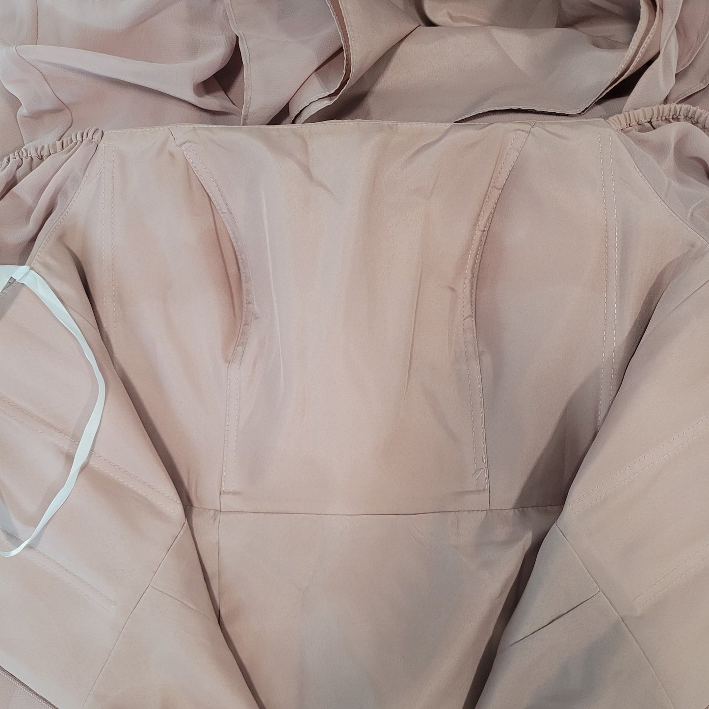 Revelry Pink Chiffon Side Slit Off The Shoulder Puff Short Sleeve Boned Dress 4