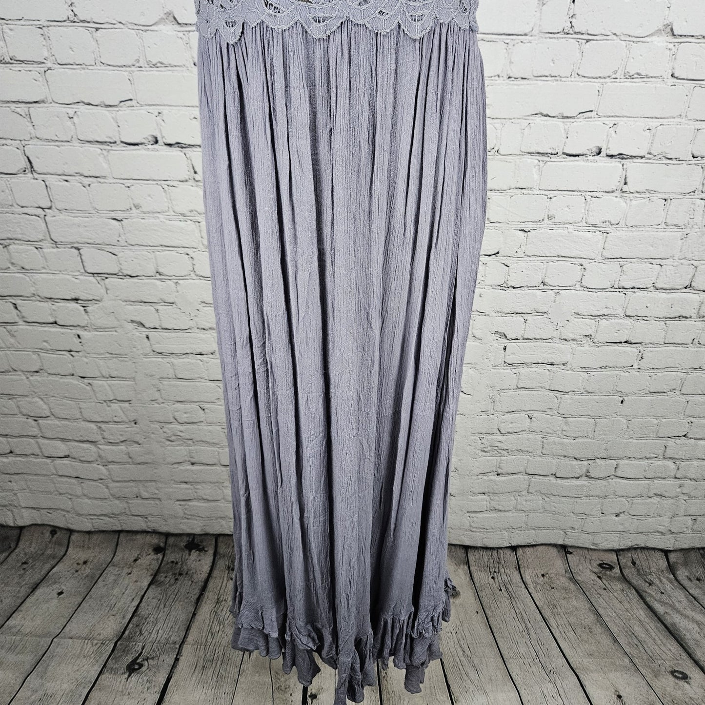 Free People Purple Lace Sheer Strappy Empire Waist Boho Maxi Dress Medium M