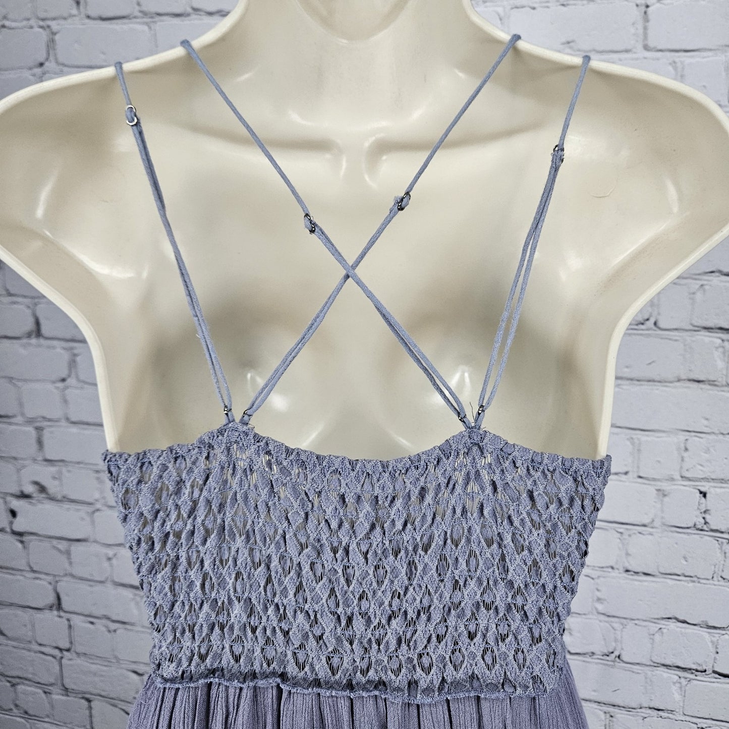 Free People Purple Lace Sheer Strappy Empire Waist Boho Maxi Dress Medium M