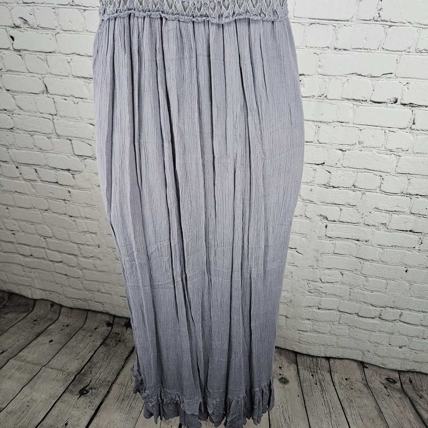 Free People Purple Lace Sheer Strappy Empire Waist Boho Maxi Dress Medium M