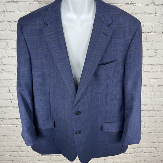 Jos. A. Bank 1905 Blue Check Wool 2 Button Double Vented Blazer Sport Coat 46R