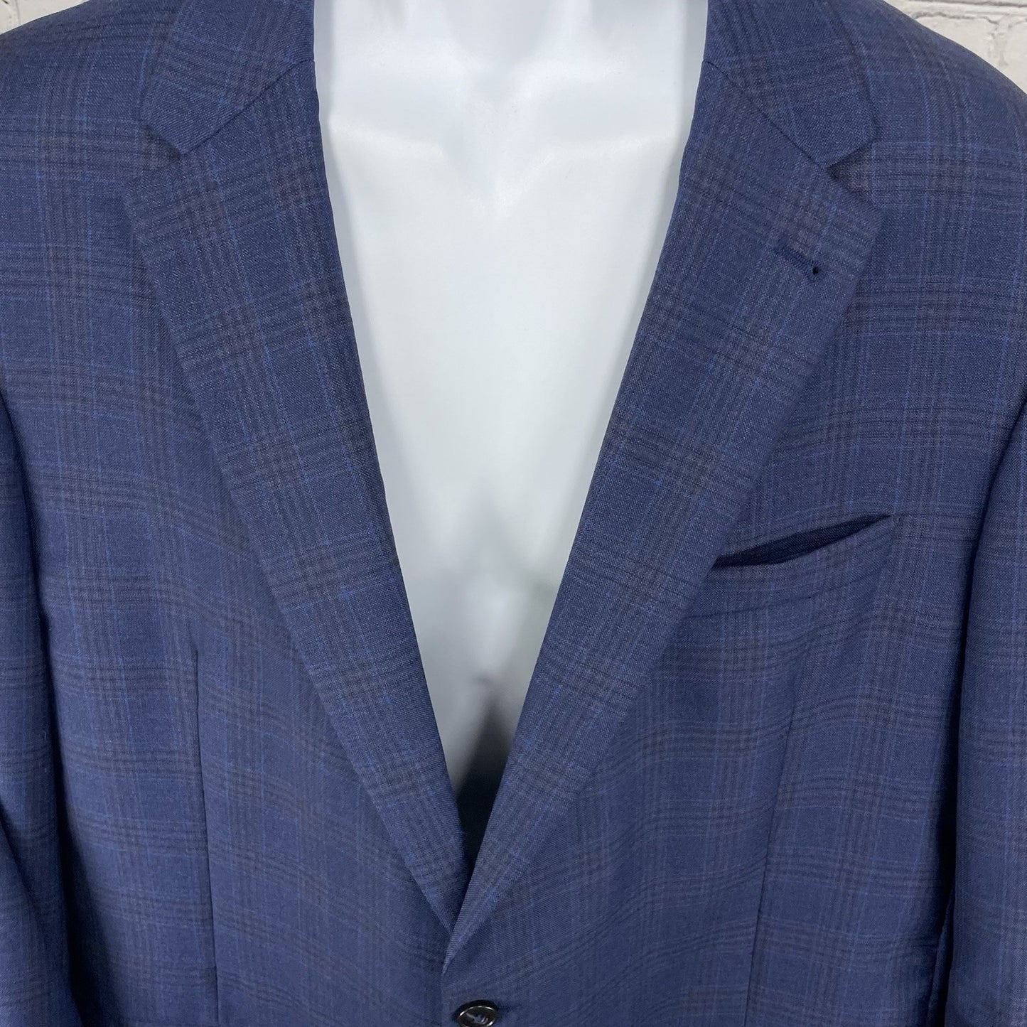Jos. A. Bank 1905 Blue Check Wool 2 Button Double Vented Blazer Sport Coat 46R