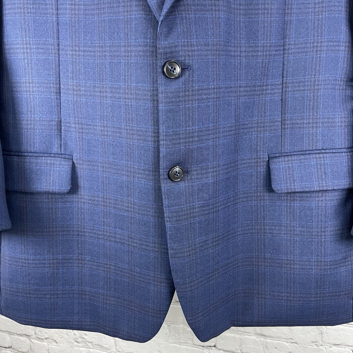 Jos. A. Bank 1905 Blue Check Wool 2 Button Double Vented Blazer Sport Coat 46R