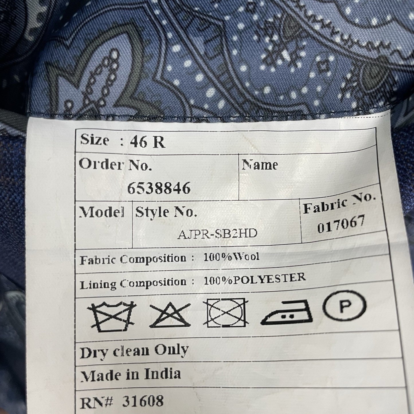 Jos. A. Bank 1905 Blue Check Wool 2 Button Double Vented Blazer Sport Coat 46R