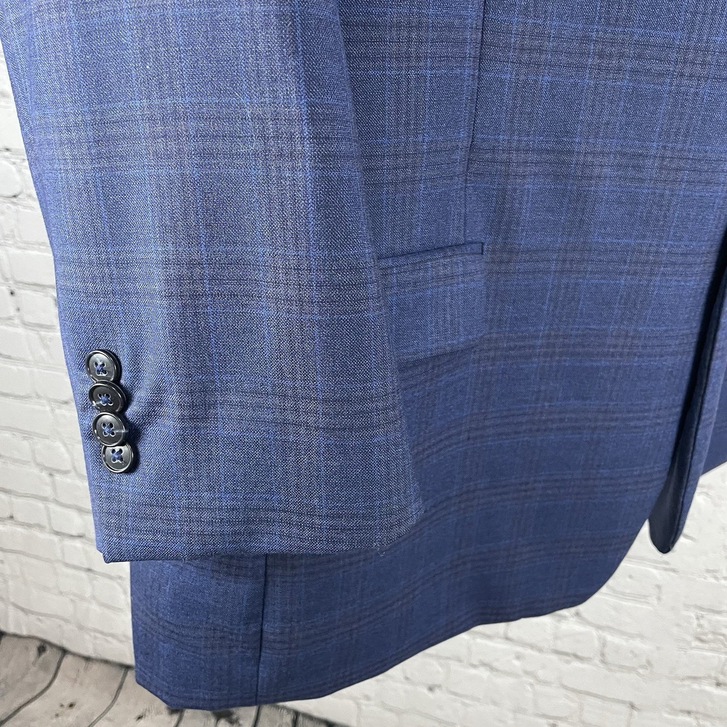 Jos. A. Bank 1905 Blue Check Wool 2 Button Double Vented Blazer Sport Coat 46R