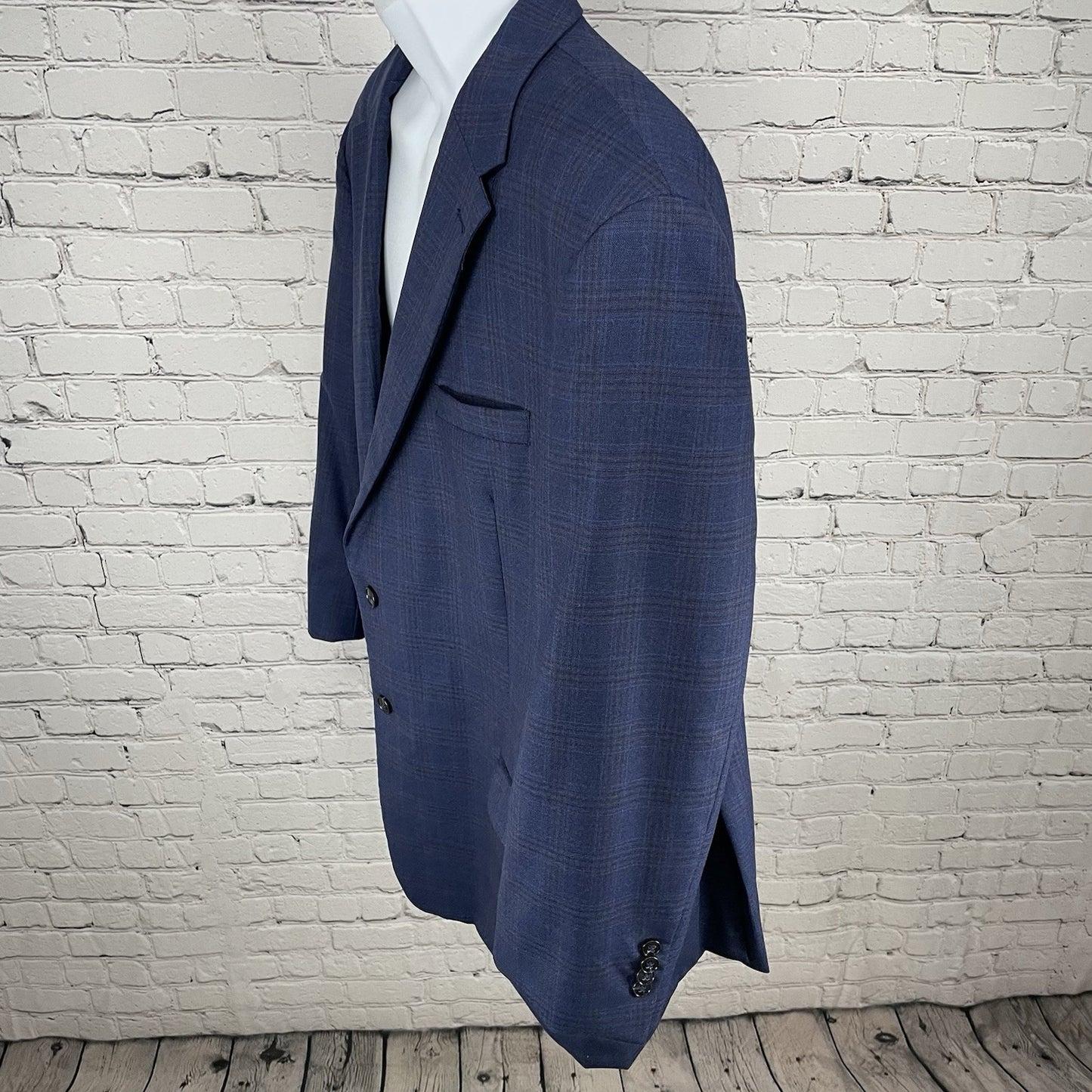 Jos. A. Bank 1905 Blue Check Wool 2 Button Double Vented Blazer Sport Coat 46R