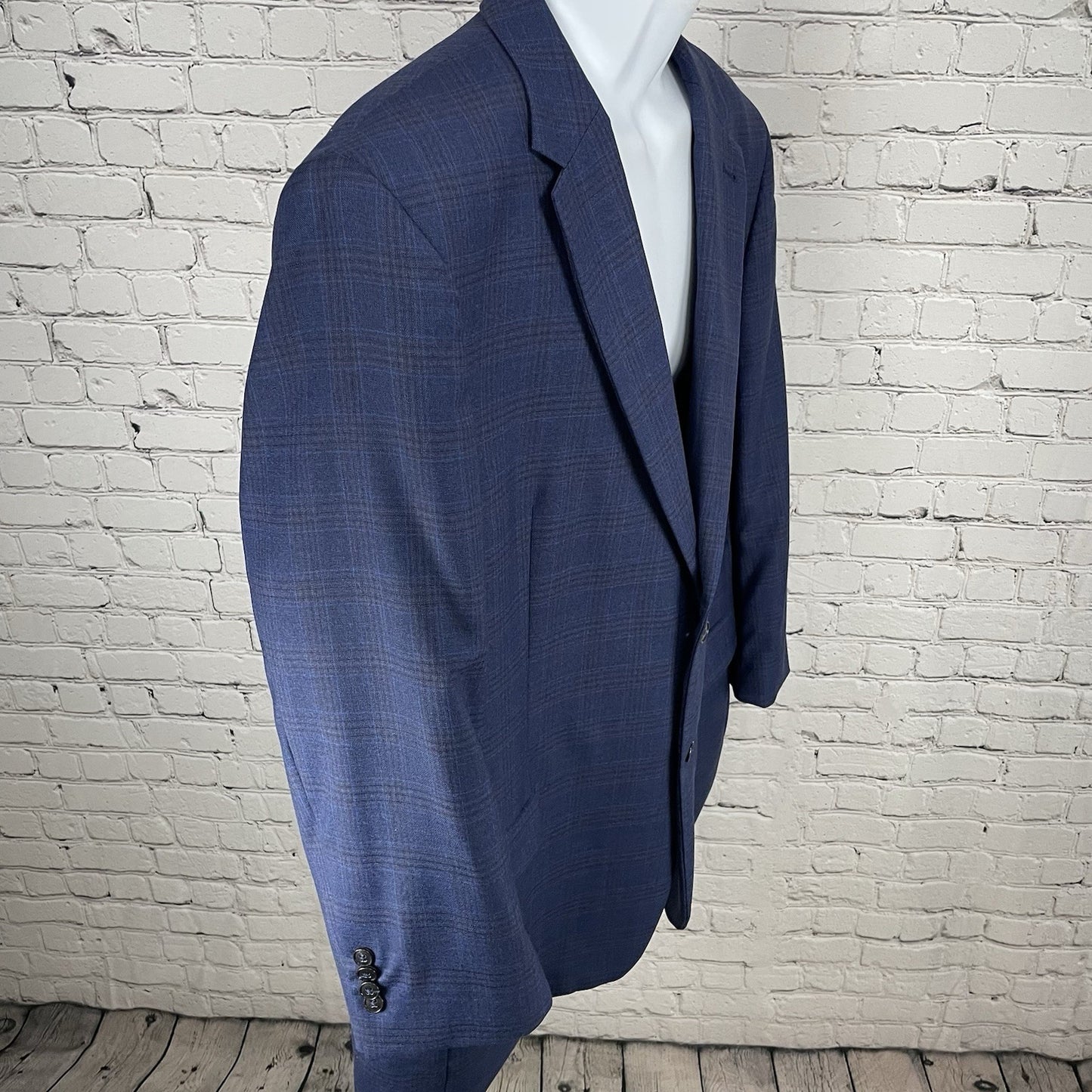 Jos. A. Bank 1905 Blue Check Wool 2 Button Double Vented Blazer Sport Coat 46R