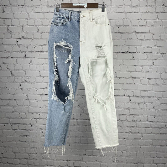 Pacsun Distressed High Rise Straight Leg Cut Off Denim Jeans Size 25 (25x25)