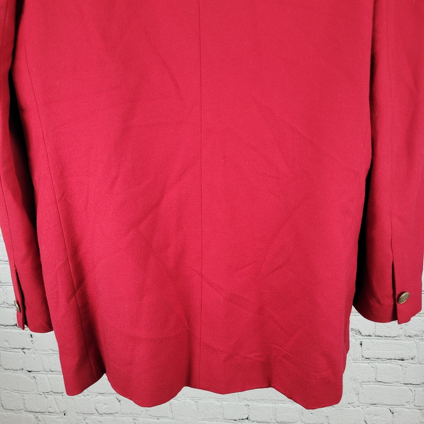 VTG Talbots Red 100% Worsted Wool Gold Button Blazer Jacket USA Made Size 16