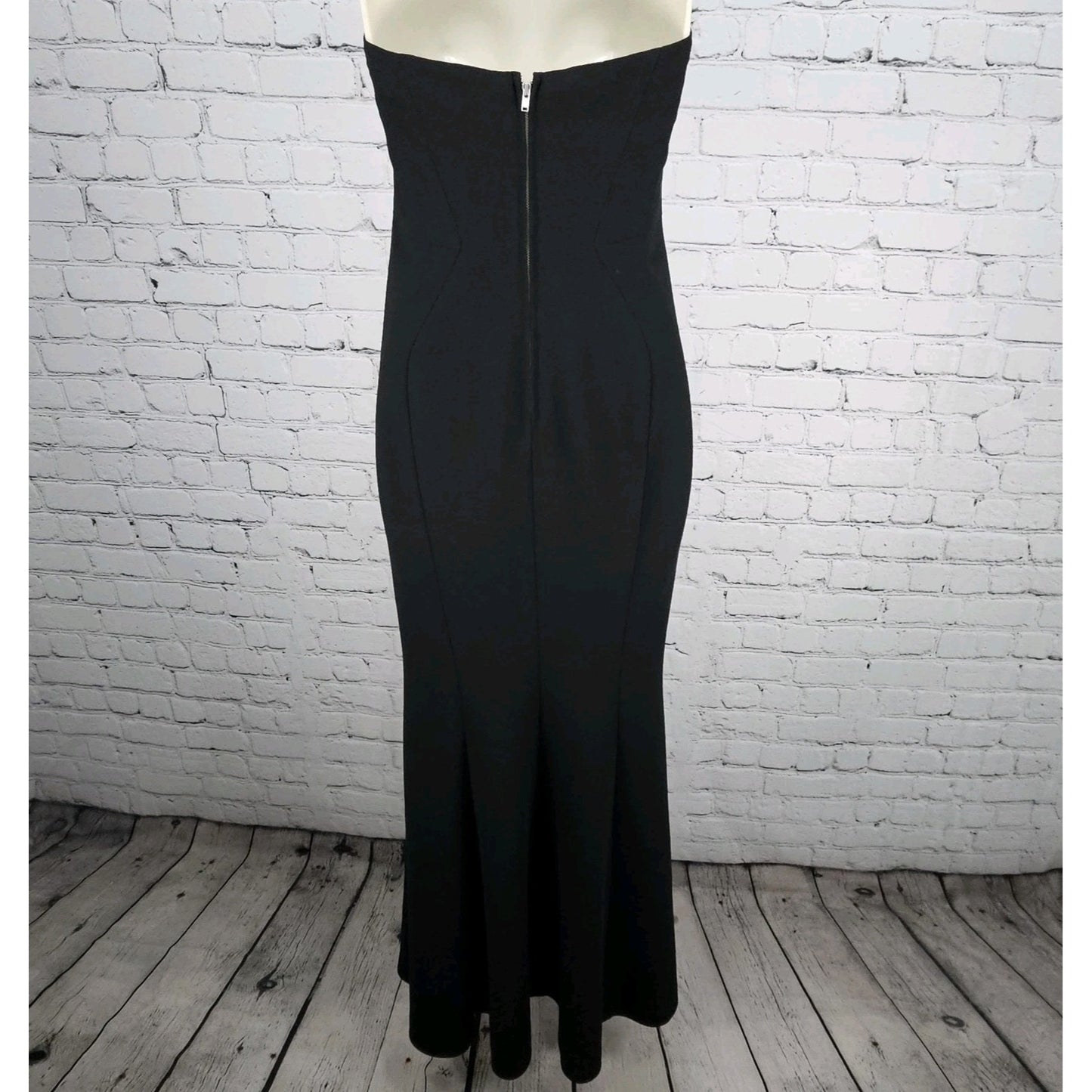 Jill Stuart Black Strapless Boned Lined Mermaid Bodycon Maxi Gown Formal Dress 0