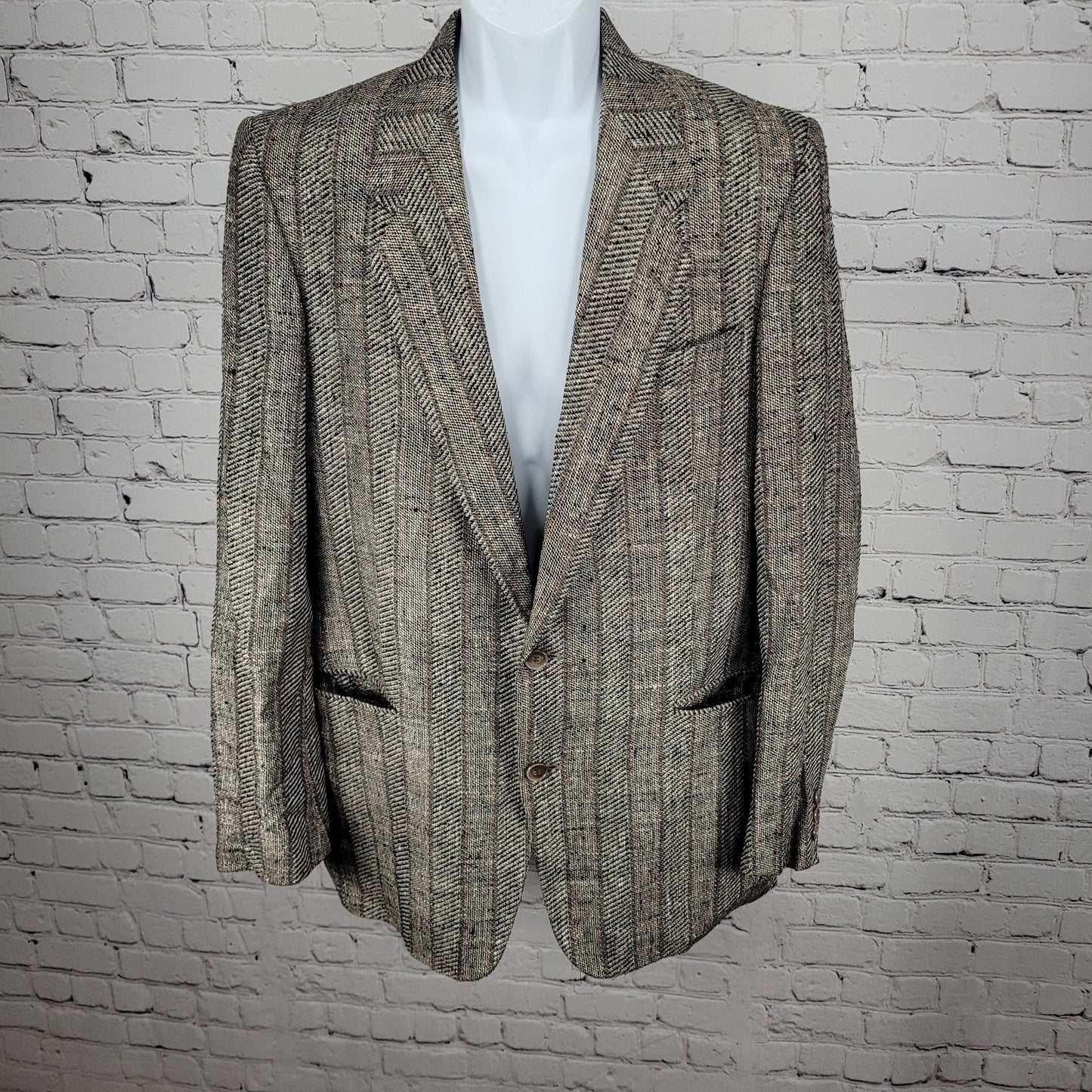 Profilo White Black Striped 2 Button Ventless Notch Blazer Sport Coat Italy 40