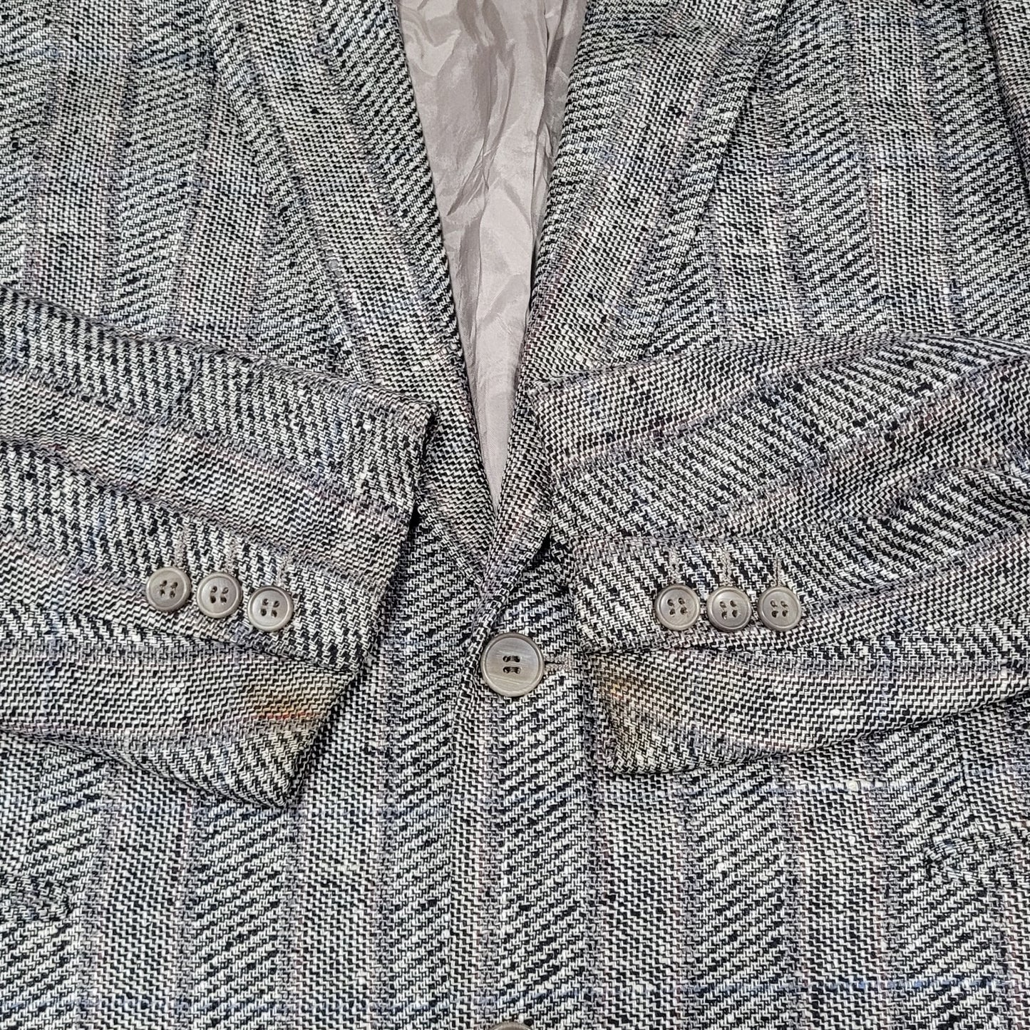 Profilo White Black Striped 2 Button Ventless Notch Blazer Sport Coat Italy 40