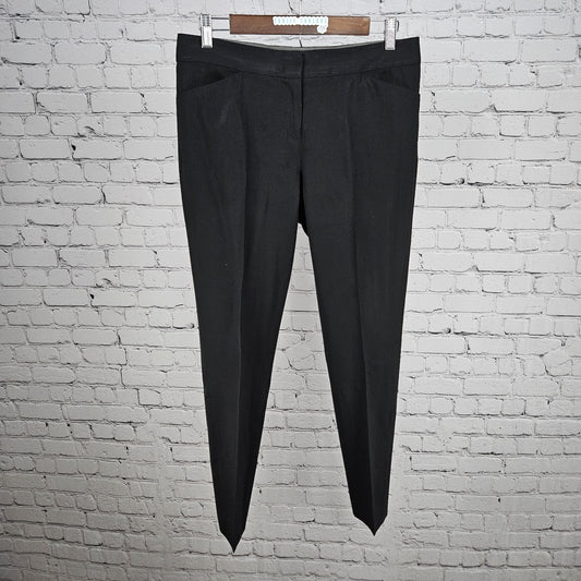 Lafayette 148 New York Black Wool Stretch Mid Rise Tapered Dress Pants 2 (29x28)