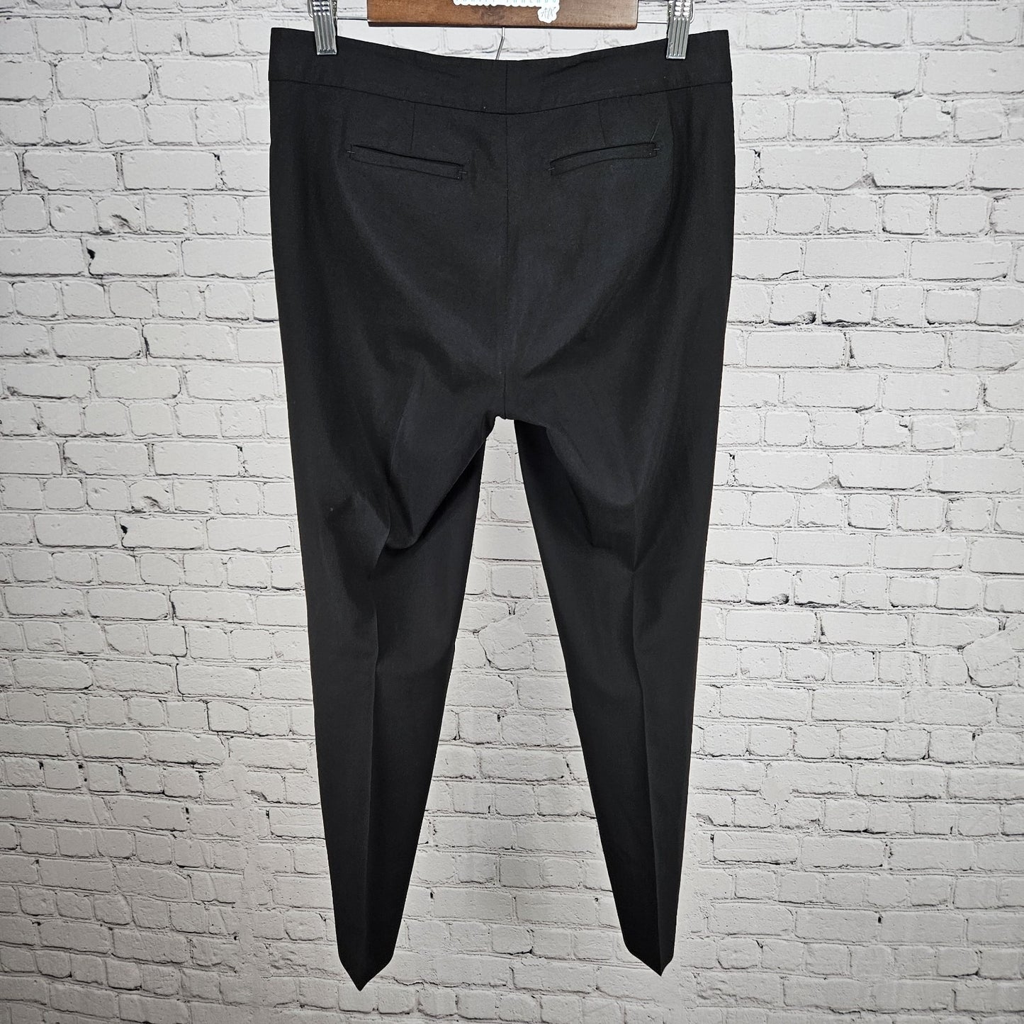 Lafayette 148 New York Black Wool Stretch Mid Rise Tapered Dress Pants 2 (29x28)