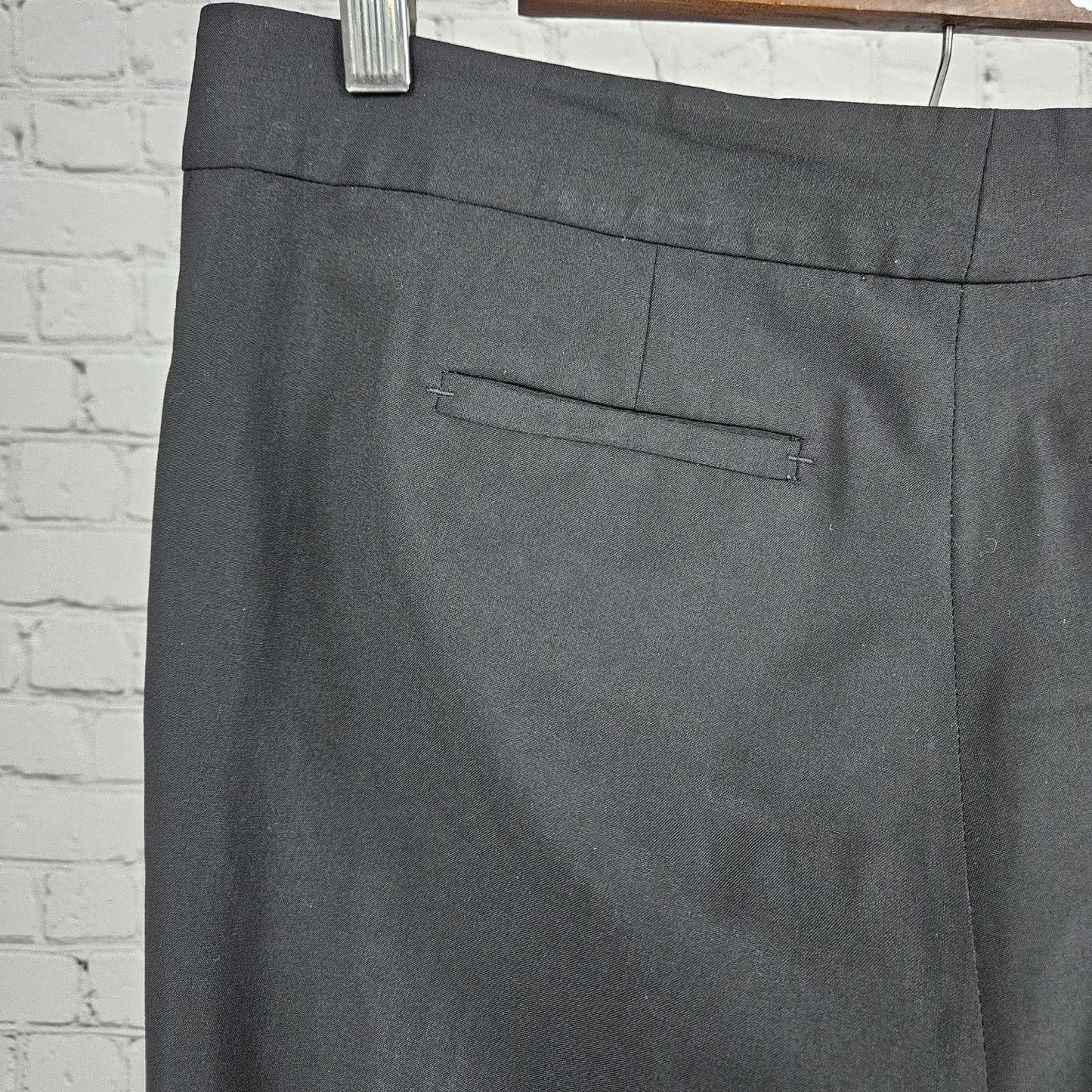 Lafayette 148 New York Black Wool Stretch Mid Rise Tapered Dress Pants 2 (29x28)