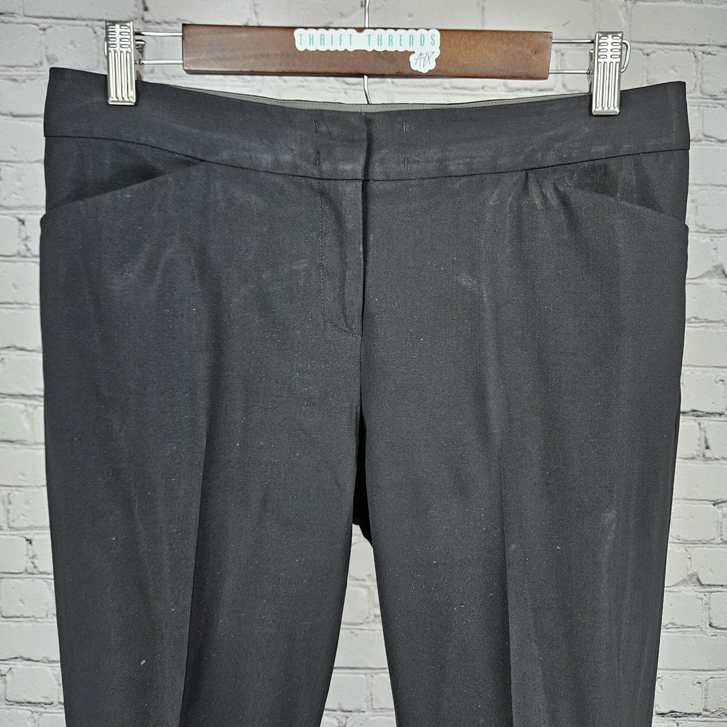 Lafayette 148 New York Black Wool Stretch Mid Rise Tapered Dress Pants 2 (29x28)
