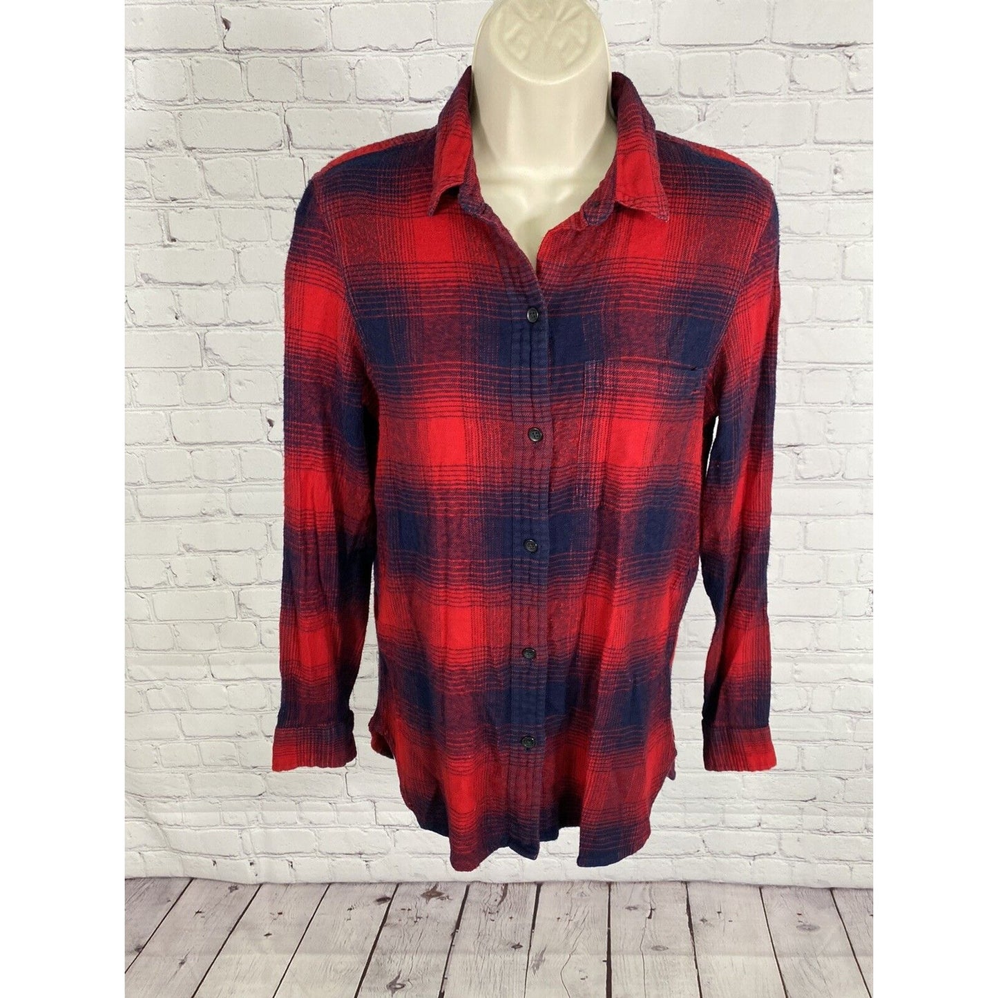 Madewell Classic Fit Plaid Flannel Cotton Blend Long Sleeve Button Shirt Small S