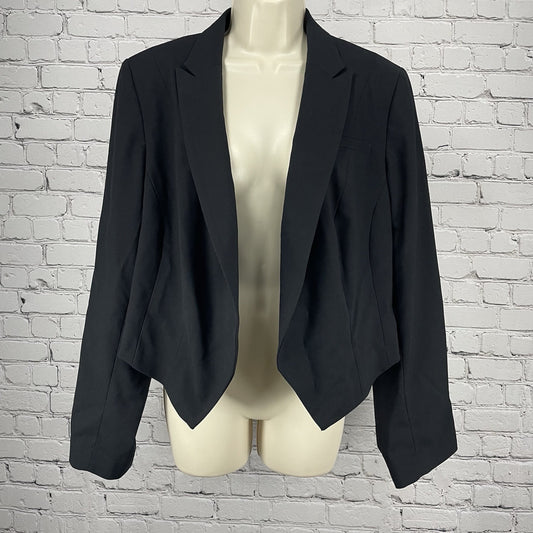 NWT Lane Bryant Black Cropped Open Peak Blazer Lined Stretch Padded Size 18