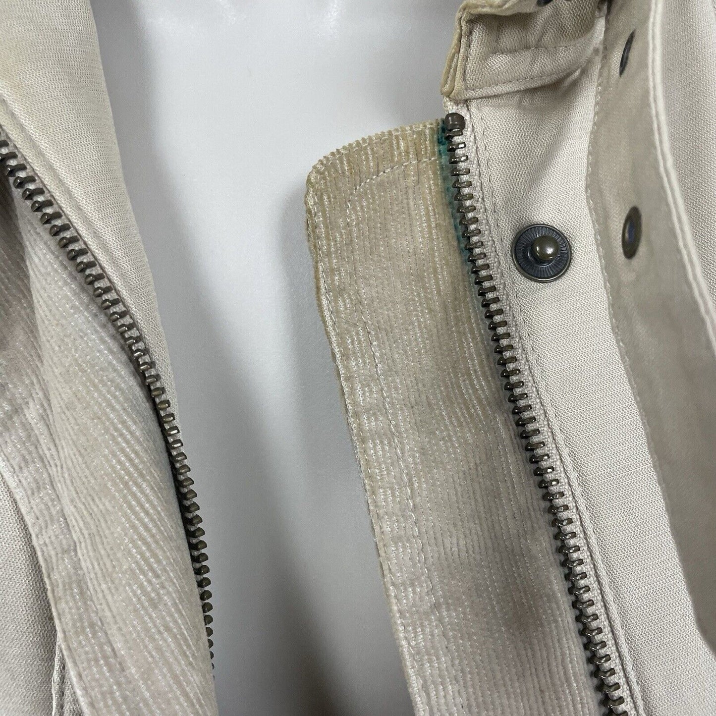 Marks & Spencer Khaki Cotton Zip Snap Corduroy Trim Jacket Pockets Size US 10