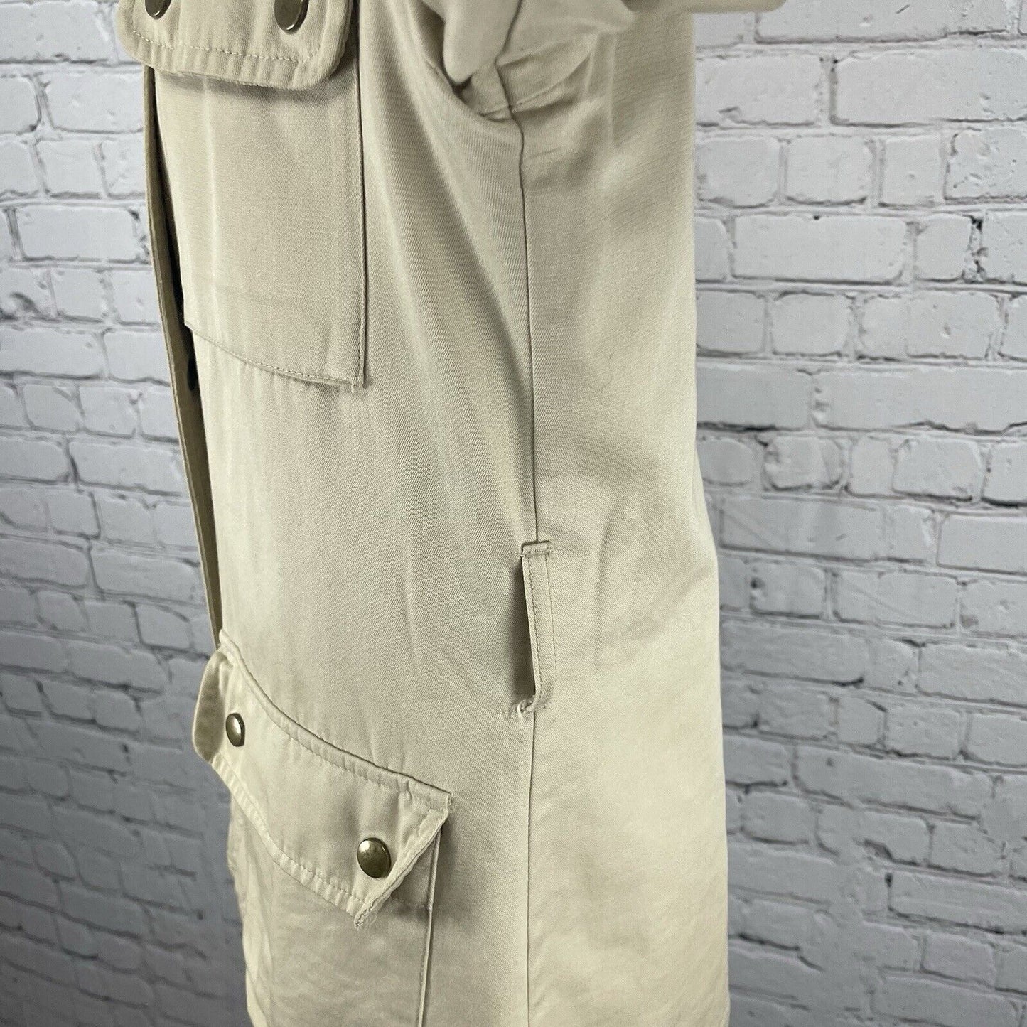 Marks & Spencer Khaki Cotton Zip Snap Corduroy Trim Jacket Pockets Size US 10