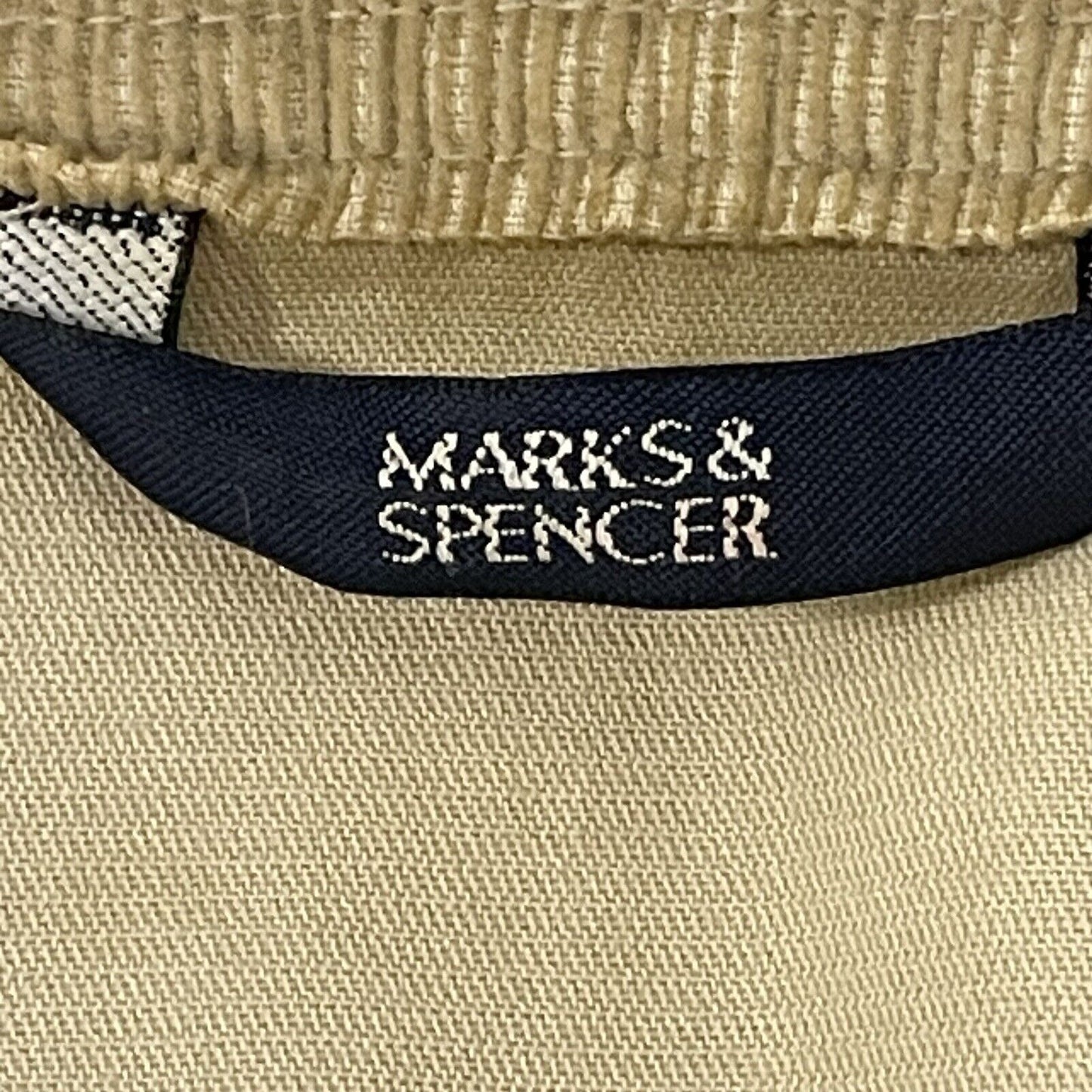 Marks & Spencer Khaki Cotton Zip Snap Corduroy Trim Jacket Pockets Size US 10