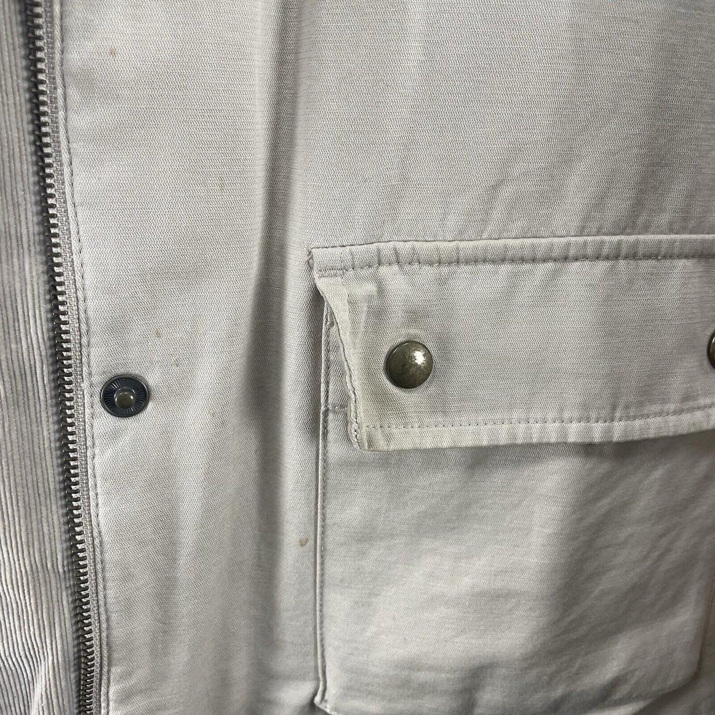 Marks & Spencer Khaki Cotton Zip Snap Corduroy Trim Jacket Pockets Size US 10