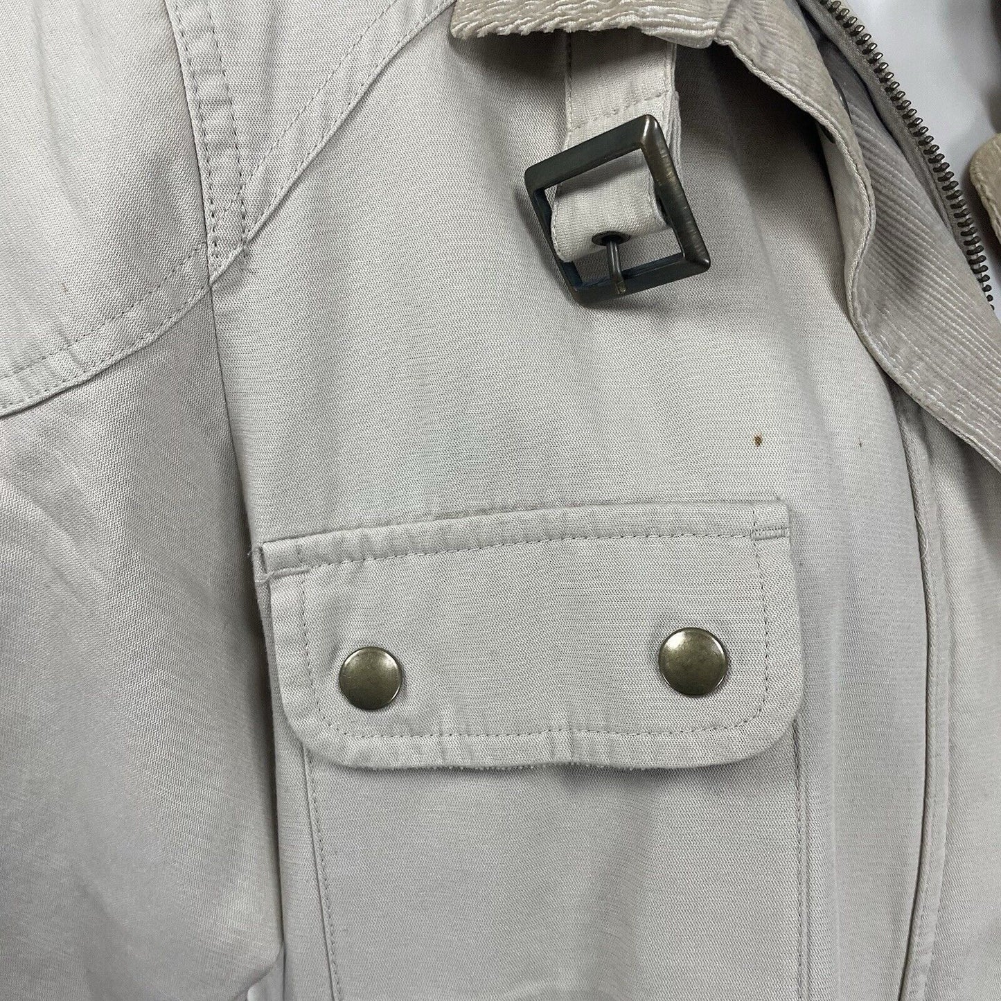Marks & Spencer Khaki Cotton Zip Snap Corduroy Trim Jacket Pockets Size US 10