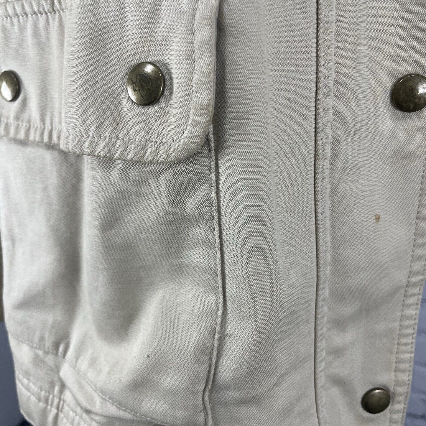 Marks & Spencer Khaki Cotton Zip Snap Corduroy Trim Jacket Pockets Size US 10