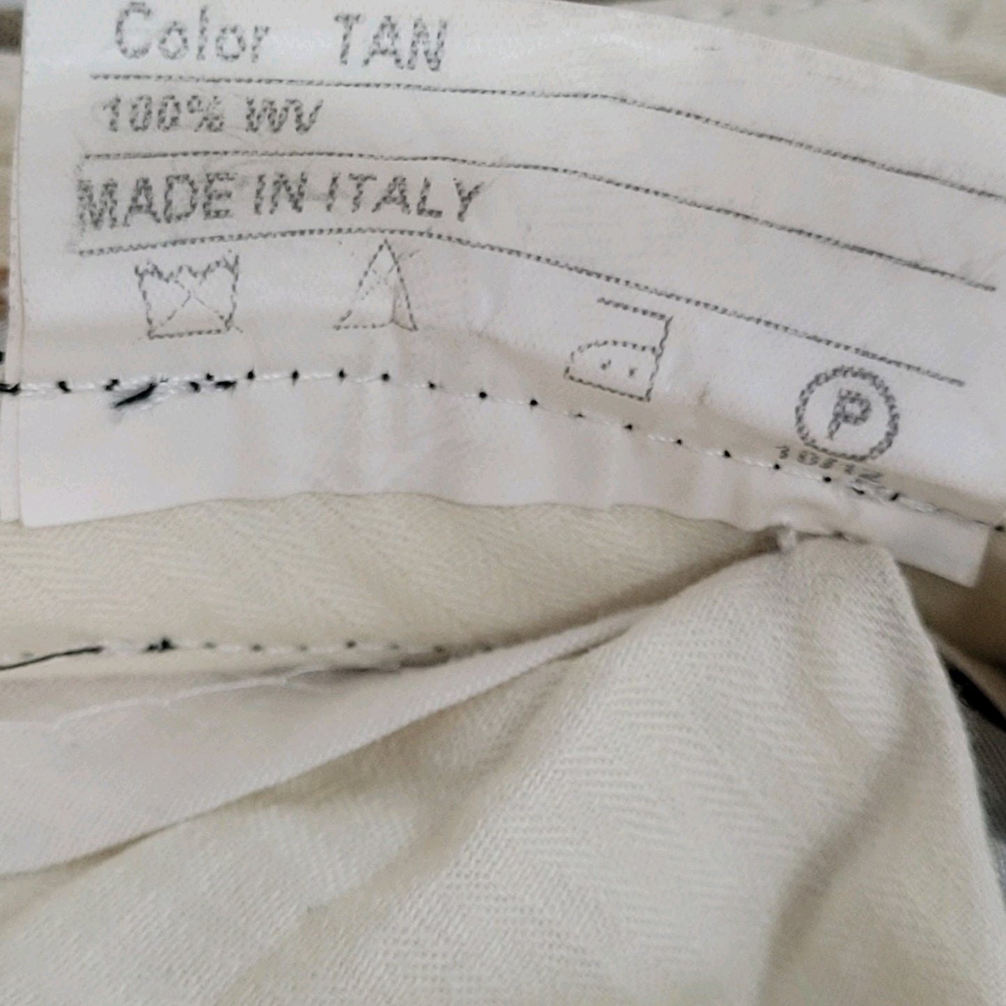 Santorelli Luxury Serge Tan 100% Wool Dress Pants Italy Made Size 42 (42x32)