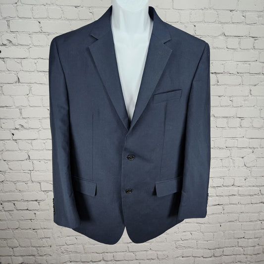 Andrew Fezza Navy 2 Button Double Vented Notch Blazer Sport Coat Suit Jacket 42R