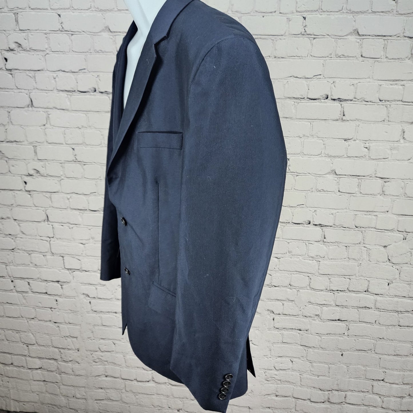 Andrew Fezza Navy 2 Button Double Vented Notch Blazer Sport Coat Suit Jacket 42R