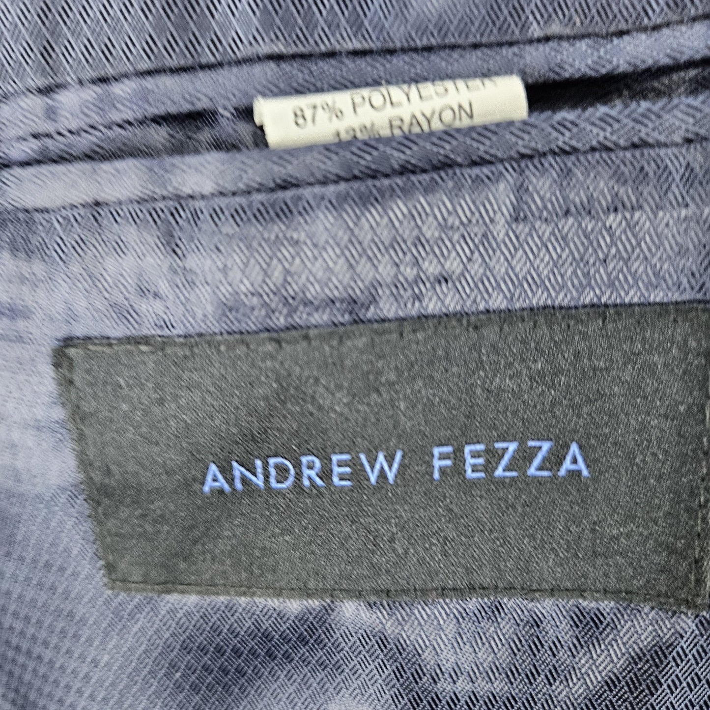 Andrew Fezza Navy 2 Button Double Vented Notch Blazer Sport Coat Suit Jacket 42R