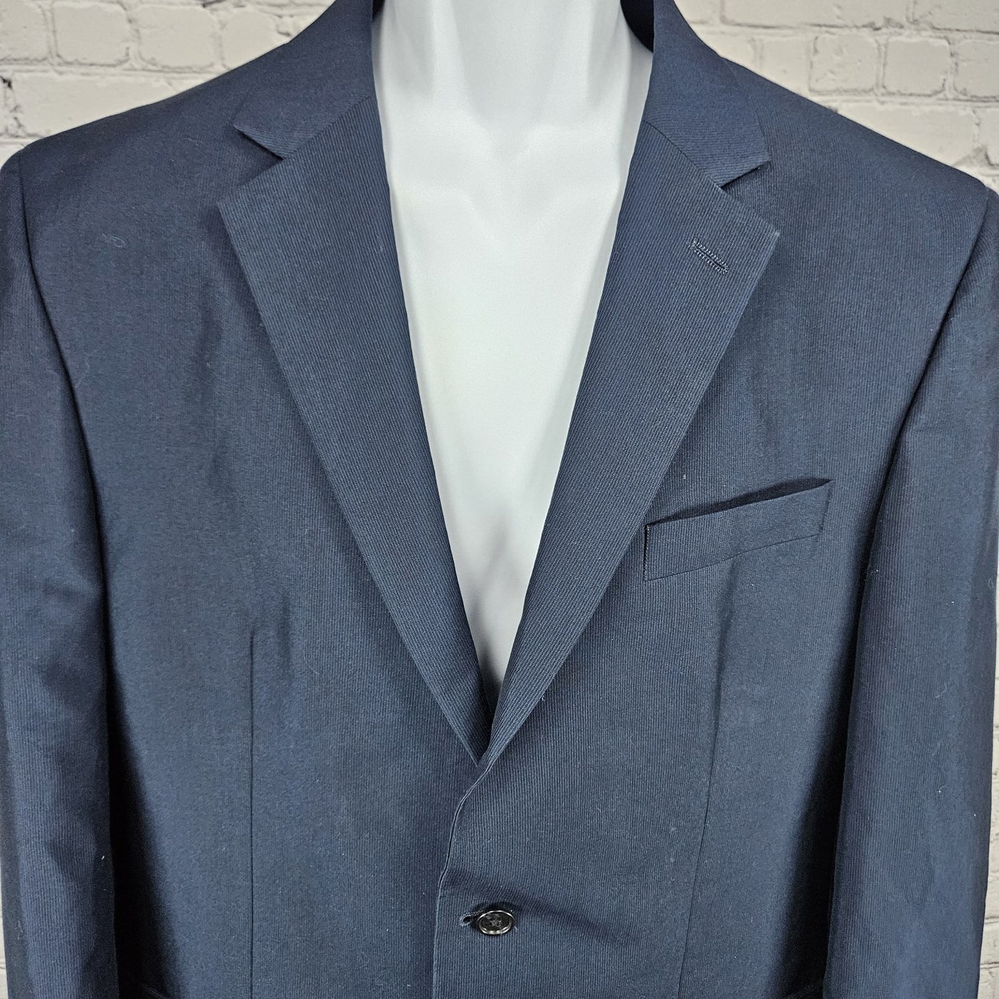 Andrew Fezza Navy 2 Button Double Vented Notch Blazer Sport Coat Suit Jacket 42R