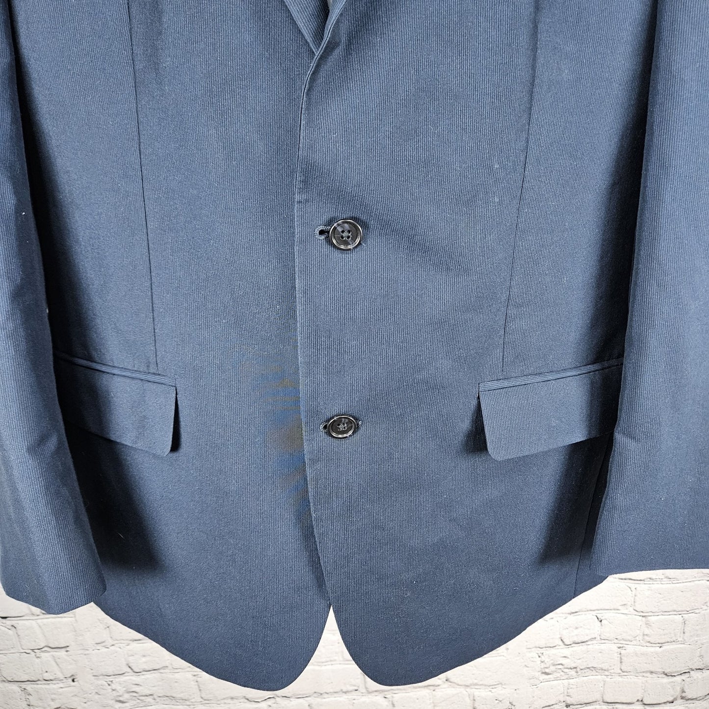 Andrew Fezza Navy 2 Button Double Vented Notch Blazer Sport Coat Suit Jacket 42R