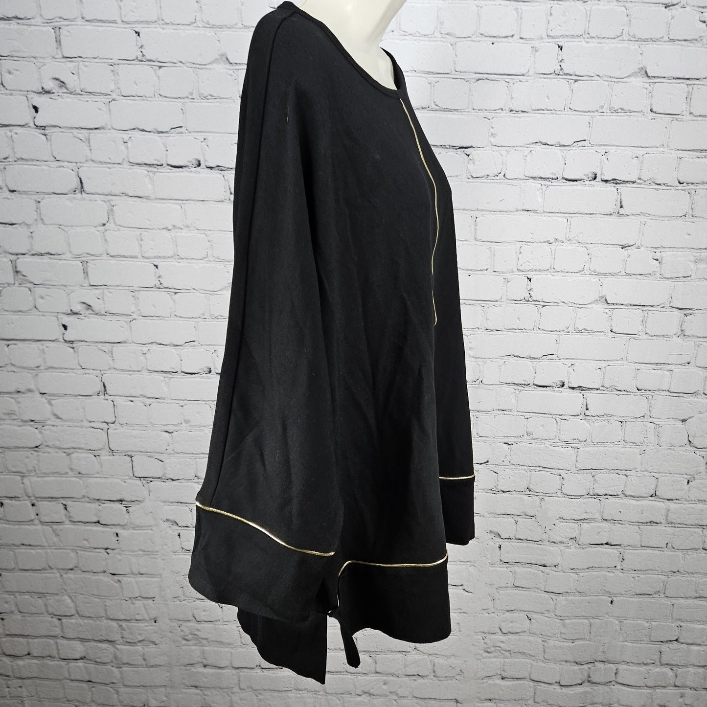 NWT Jones New York Signature Black Gold Accents 3/4 Sleeve Relaxed Tunic Top XL