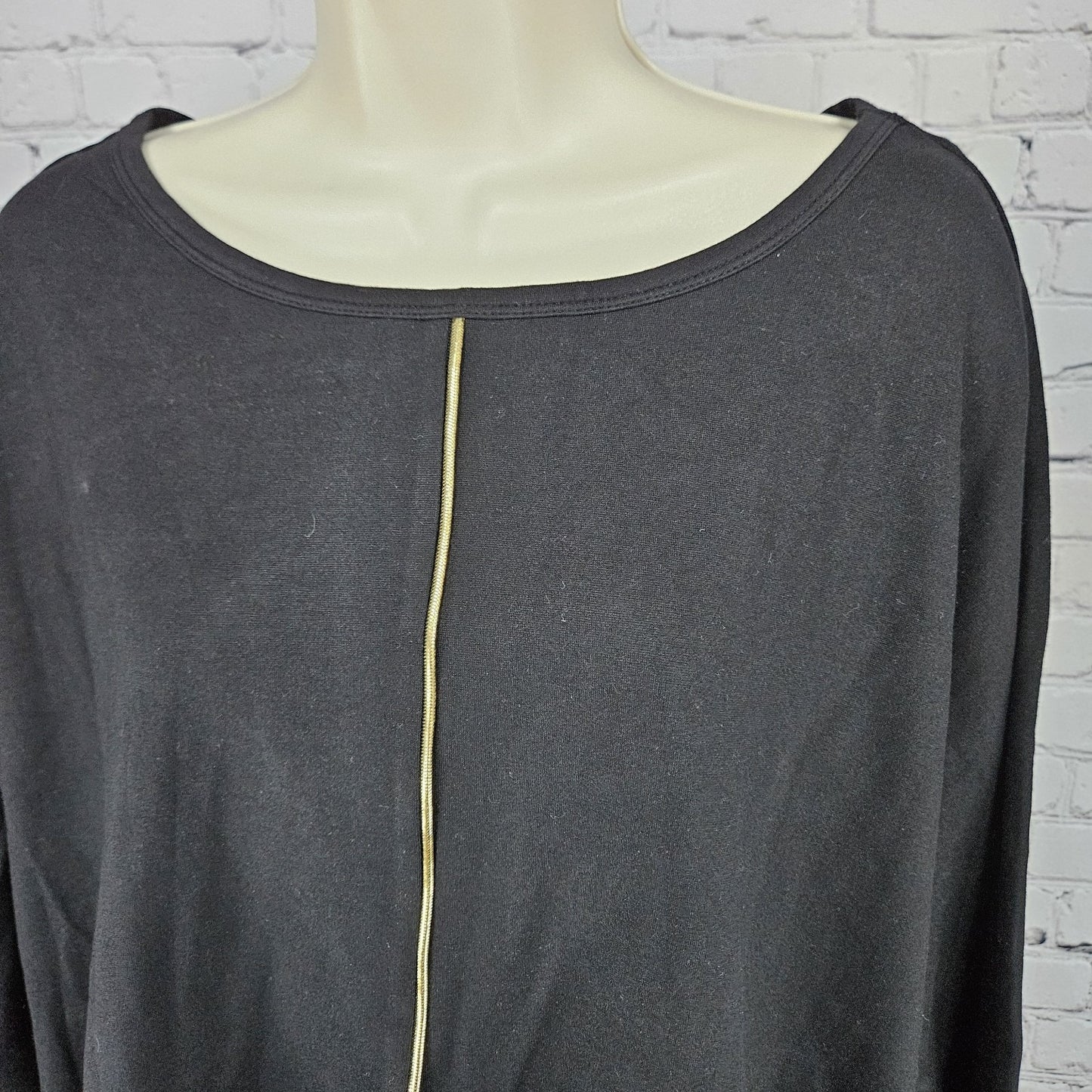 NWT Jones New York Signature Black Gold Accents 3/4 Sleeve Relaxed Tunic Top XL