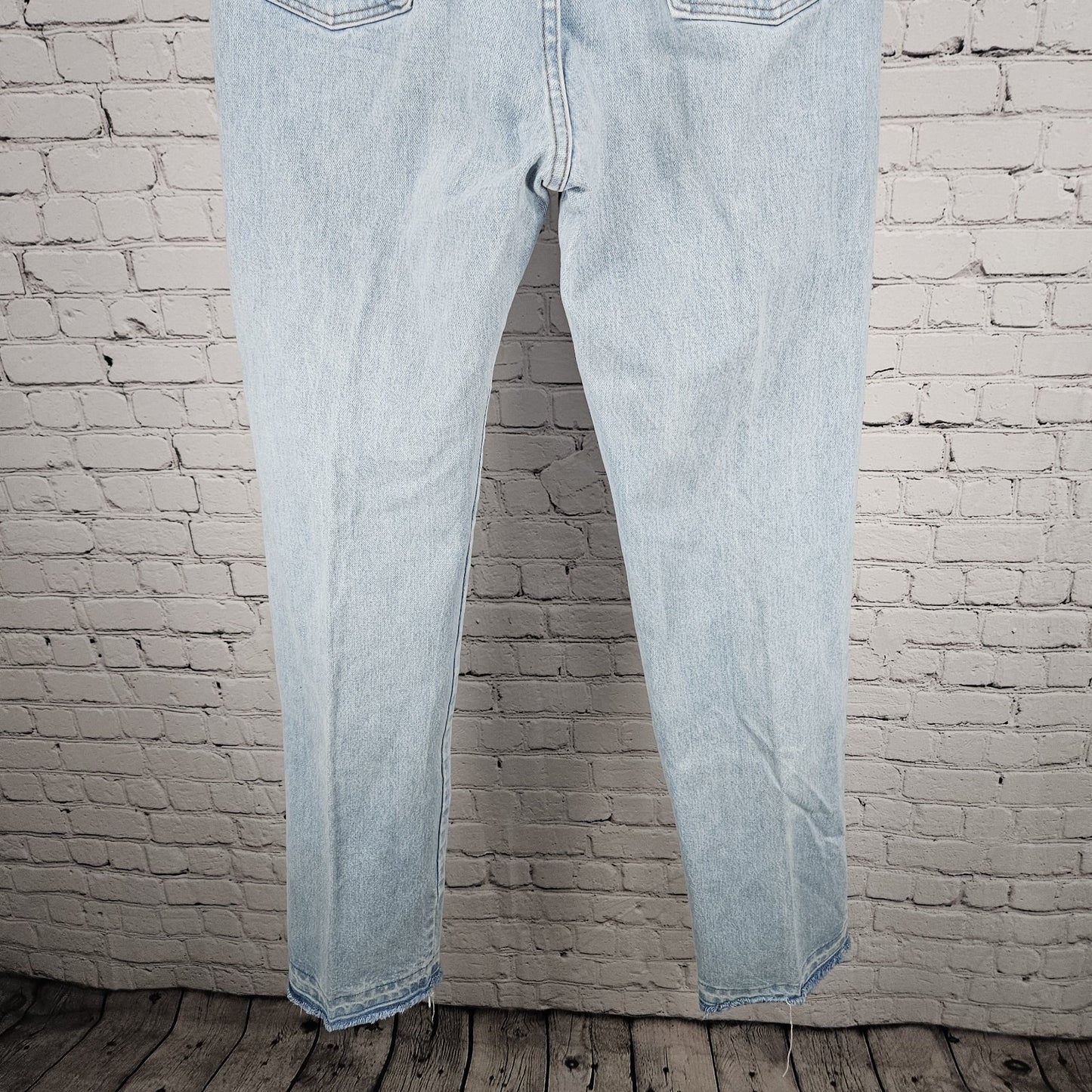 VTG Wrangler Blue 100% Cotton Denim Light Wash Bootcut Western Jeans USA 34x36