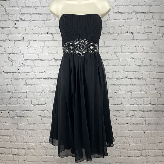 My Dreams & More Black Strapless Bead Dress Flowy Lined Padded USA Made Size 12