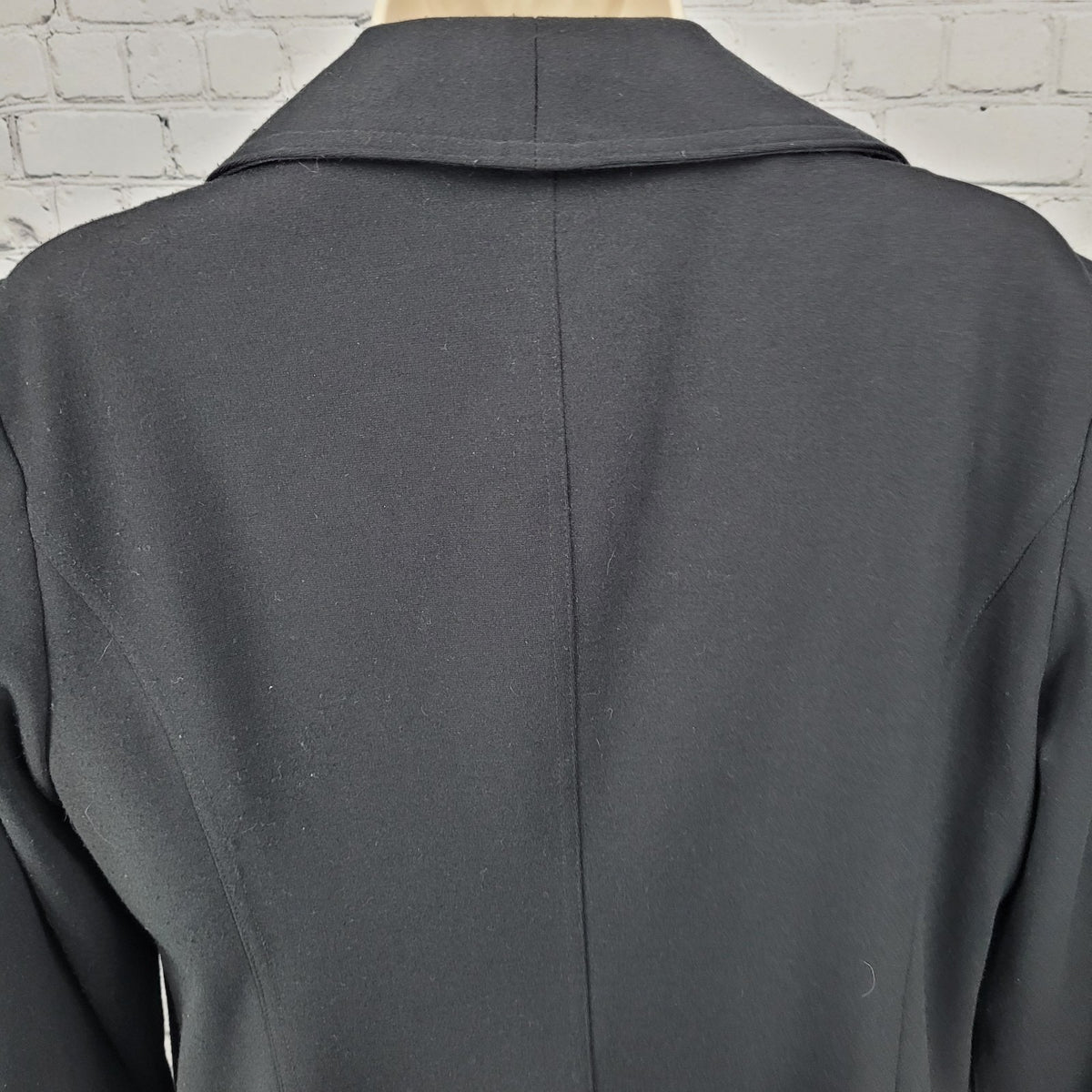 Carmen Marc Valvo Black Open Shawl Collar 3/4 Sleeve Stretch Jacket Size 10