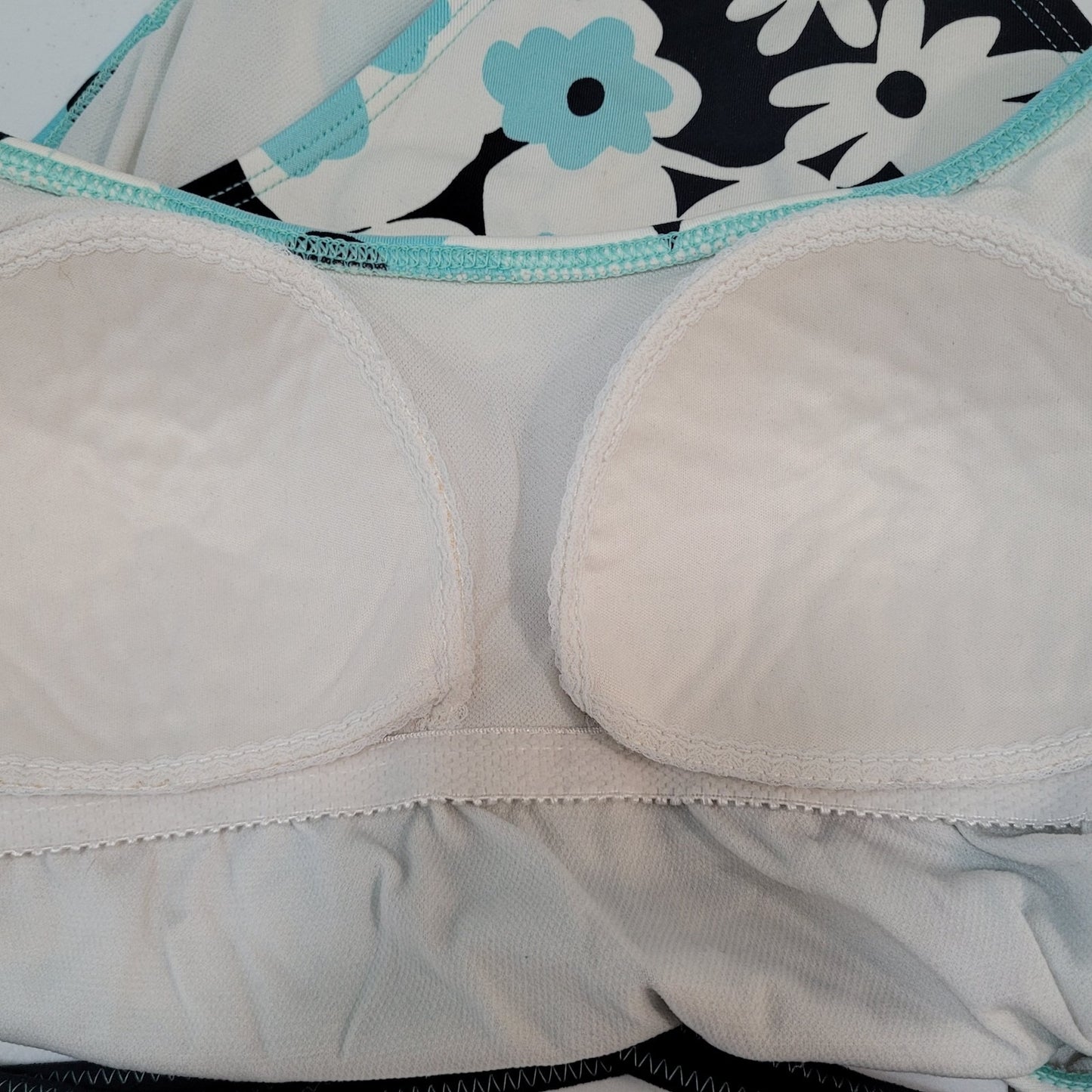 La Blanca Blue Floral Padded Strappy Back One Piece Swimsuit USA Made Size 12