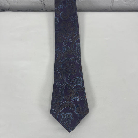 Jos A Bank Purple Signature Gold 100% Silk Paisley Neck Tie 58"x3”