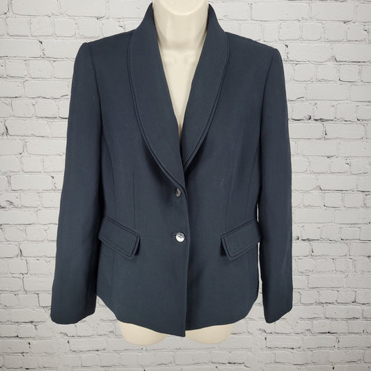 Tahari Black 2 Button Shawl Lapel Ventless Lined Blazer Suit Jacket Petite 6P