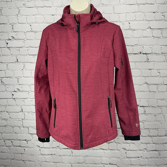 Free Country Red Hooded Zipped Lightweight Jacket Faux Inner Fur Size Small S