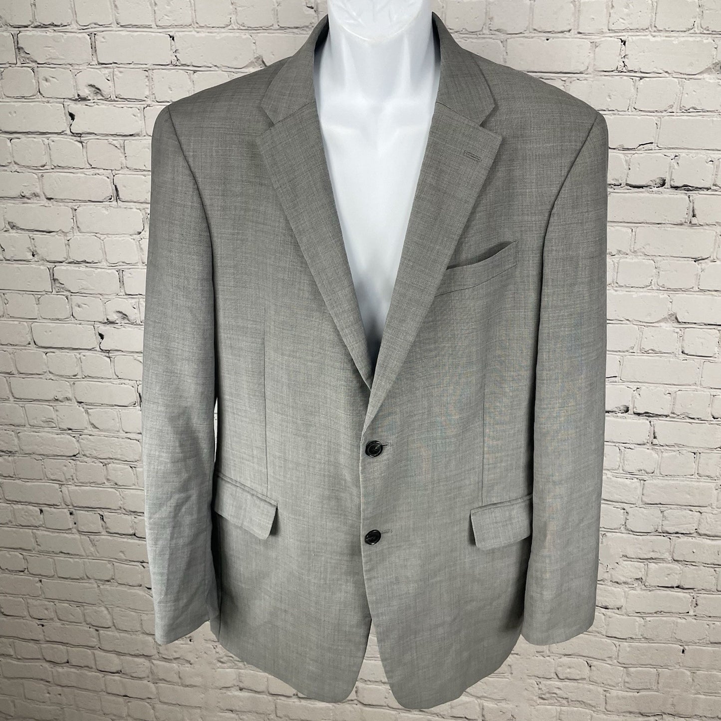Tommy Hilfiger Grey 100% Wool 2 Button Double Vented Blazer Size 42L *defect